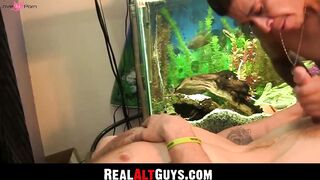 RealAltGuys.com - Tattooed homosexual gets his cock massaged with a eager Latino mout