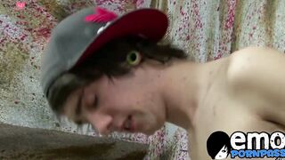Emo twink barebacked after giving blowjob and rimjob