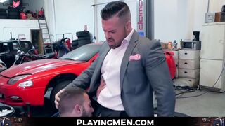 PlayingMen.com - Two gay guys in suits fall in love and fuck each other with deep pas