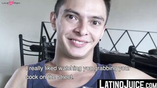 Attractive hottie Tincho chokes on my cock after I touch his god like body