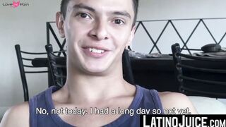 Attractive hottie Tincho chokes on my cock after I touch his god like body
