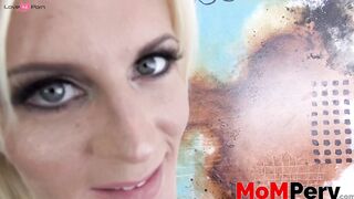 Glamorous MILF Olivia Blu sucking on fat stepson cock