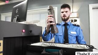 Shemale flight attendant analed by airport security