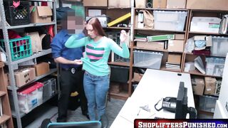 ShopliftersPunished.com - Redhead teen Ornella Morgan riding police dick before messy
