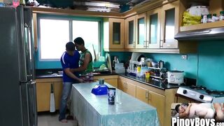 PinoyBoys.com - Mature stepdad seduced and fucked by Asian twink Marcon in the kitche