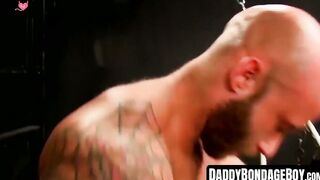 DaddyBondageBoy.com - Hardcore throat fucking for submissive and tied buff man's ulti