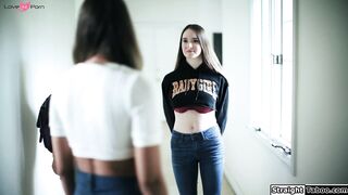 Brunette finds stepsis secret girlfriend
