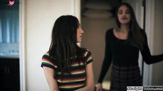 Brunette finds stepsis secret girlfriend