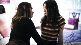 Brunette finds stepsis secret girlfriend
