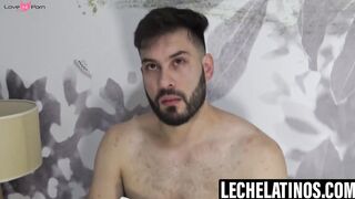 LecheLatinos.com - Blonde gay Dimitry rides Diego's cock to cum explosion