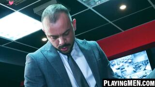 PlayingMen.com - Bruno Max sucks and rides Sir Peter's monster cock
