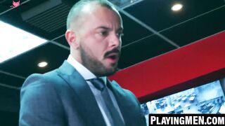 PlayingMen.com - Bruno Max sucks and rides Sir Peter's monster cock