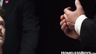 President Oaks's deep fingering of twink Cole Blue's gaping ass hole