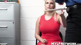 Curvy busty MILF Vanessa Cage is a thief who spreads her legs to have a cavity search