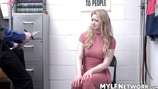 MILF Sunny Lane is a thief who is denying her wrongdoing but the officer will still f