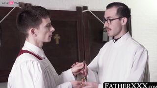 FatherXXX.com - Religious guy's forbidden raw fuck with daddy priest is a sinful deli