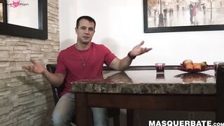 Muscular hottie Ricky demonstrates how he jerks off his nine inch dick
