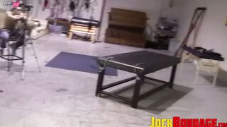 Tattooed master jock WHIPS Trevor Edge hard and rips his clothes