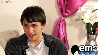 Emo twink Colby London fucking hard after big cock blowjob