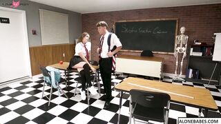 katie kush kelly caprice threesome with teacher at classroom