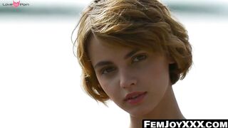 FemJoyXXX.com - Ariel A's shoreline body flaunt and sexy short hair display