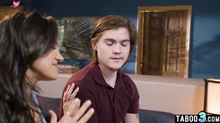 MILF teaching stepson and his teen GF
