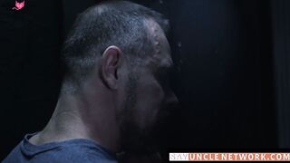SayUncleNetwork.com - Glory hole blowjob leads to intense raw bareback with daddy's c
