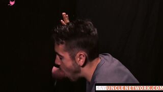 SayUncleNetwork.com - Glory hole blowjob leads to intense raw bareback with daddy's c