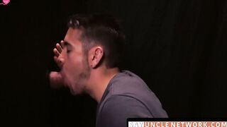 SayUncleNetwork.com - Glory hole blowjob leads to intense raw bareback with daddy's c