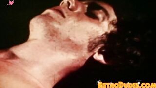 RetroDudes.com - Hairy gay guy strokes his fat cock and cums on his chest