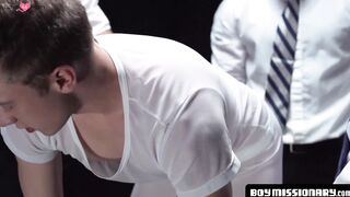 BoyMissionary.com - Blond Mormon initiate barebacked in a sacred, divine ritual fours