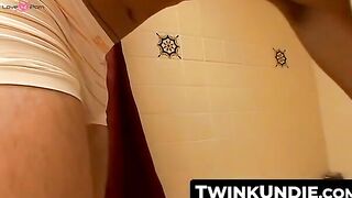 TwinkUndie.com - Jock's shower undies jerk off and powerful cum blast