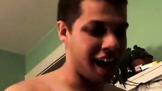 FuckingStraightBoys.com - Squirting shorthaired cutie enjoys rough mmf trio