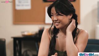 Teacher licks coeds sexual tension away