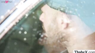 Carwash babe Emma Rose gives customer extra service