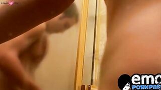 Austin Lucas in sweaty shower foreplay before erotic bareback