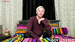 Young twink interviewed before jerking off hard
