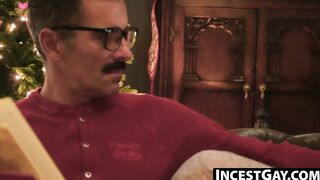 IncestGay.com - Passionate holiday bareback fuck with stepdad