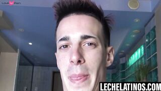 LecheLatinos.com - Inked guy intense cock stroking post photoshoot