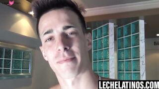 LecheLatinos.com - Inked guy intense cock stroking post photoshoot