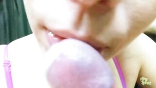 hot sucking off close up. Cum swallowing