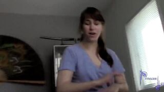 Babe stepsister gets cumshot into pov