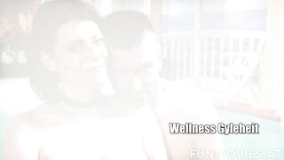 Euro lovers fucking inside the sauna