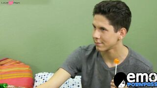 Cock sucking and anal pounding with two skinny emo twinks