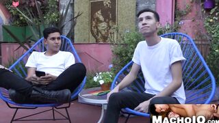 MachoIO.com - Twink latino cums after riding bareback and deepthroating