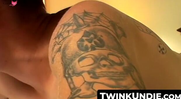 TwinkUndie.com - Young twink's panties dry hump session while reading gay mags