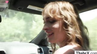 Shemale hitchhiker ass fucked by the car driver