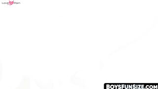 BoysFunSize.com - Tall dude with glasses fucks young fun sized twink bareback in inte