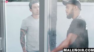 MaleNoir.com - Bearded XL's big black baton pokes Travis's bouncy ass