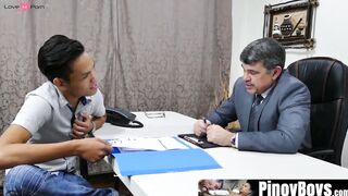 PinoyBoys.com - Asian twink and his older boss take turns for bareback sex session